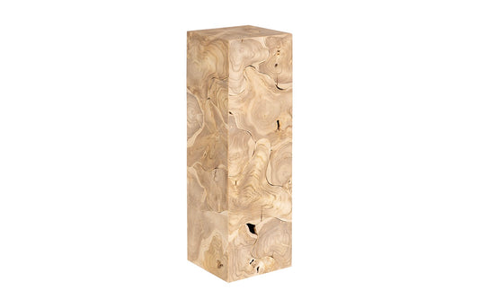 Teak Slice Pedestal, Square, Bleached ,  LG