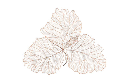 Tri Leaf Wall Art, Large, Metal, Copper/Black