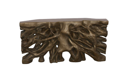 Square Root Console Table, Resin, Antique Bronze Finish