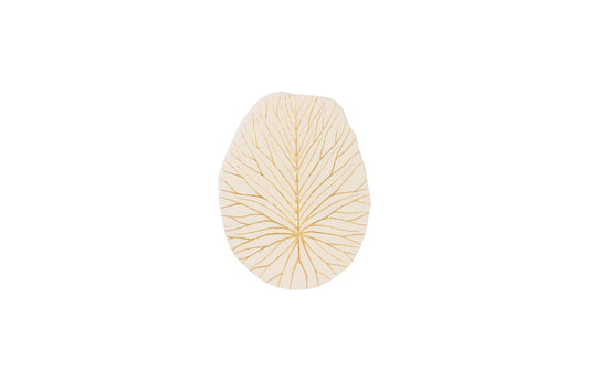 Rivulet Wall Tile, Chamcha Wood, Gold Leaf on White