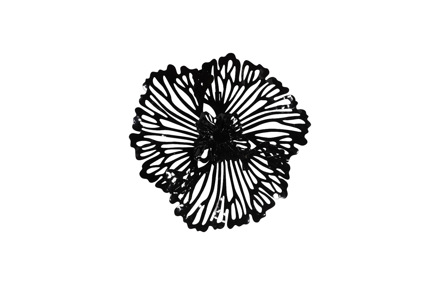 Flower Wall Art, Extra Small, Black, Metal