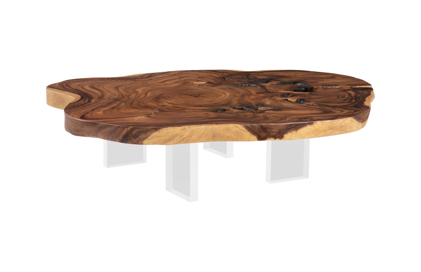 Floating Coffee Table with Acrylic Legs, Natural, Size Varies