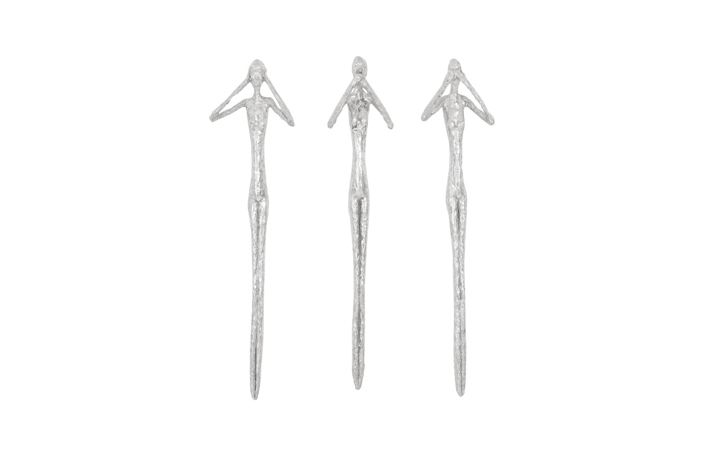 See, Speak, Hear No Evil Wall Art, Silver Leaf, Set Of 3