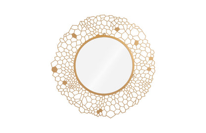 Round Honeycomb Mirror Brass