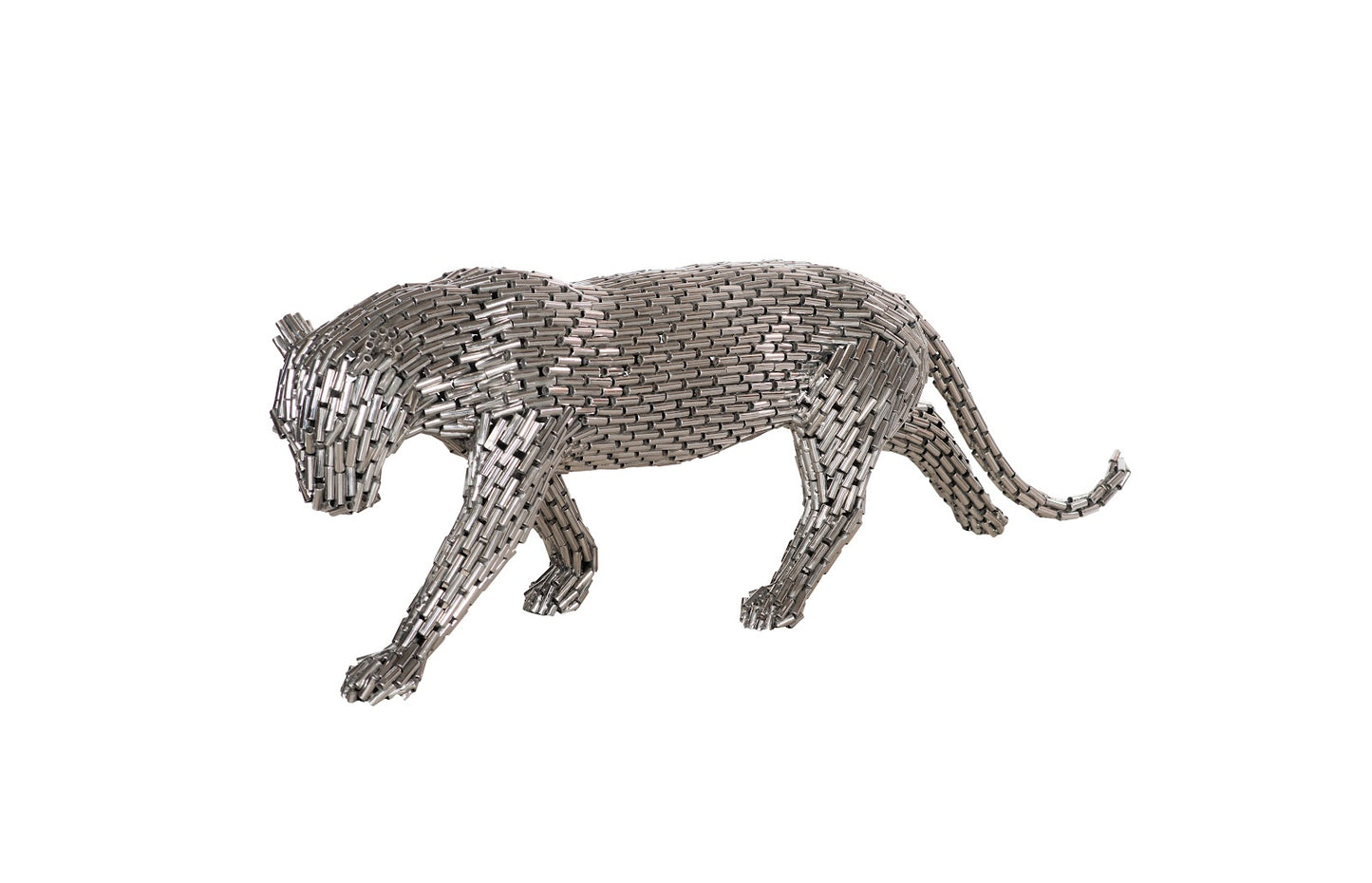 Panther Pipe Sculpture, Walking, Stainless Steel, Small