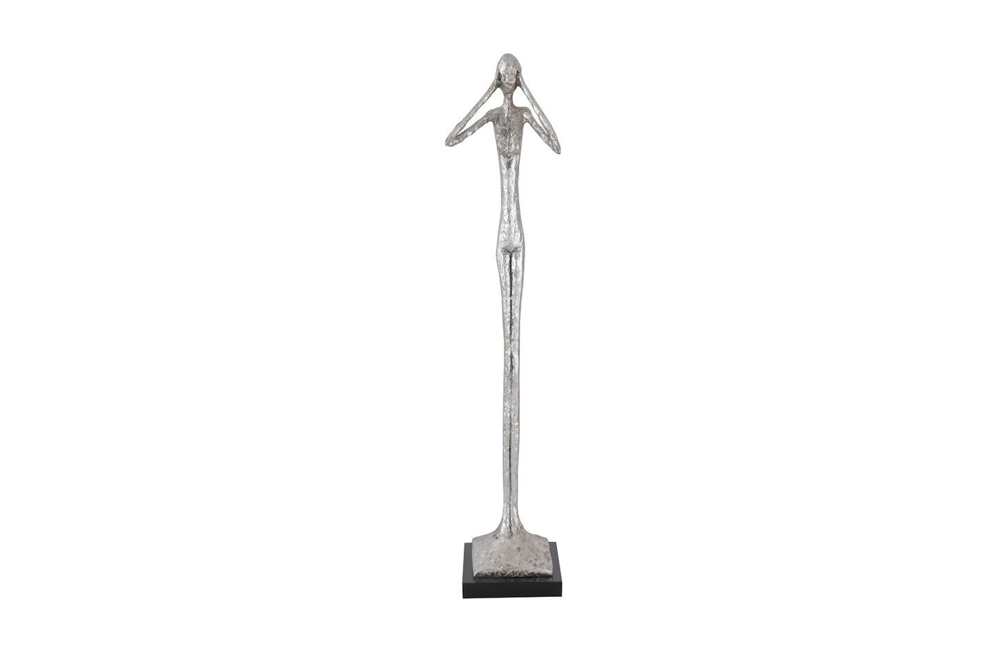 Hear No Evil Slender Sculpture, Small, Resin, Silver Leaf
