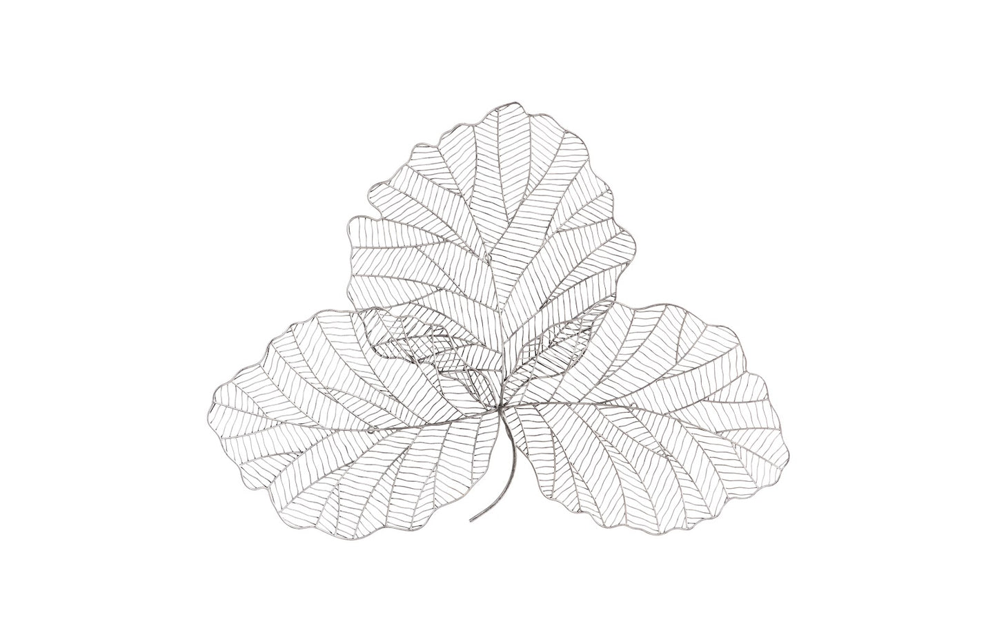 Tri Leaf Wall Art, Small, Metal, Silver/Black